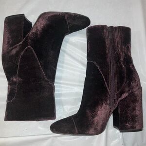 Kendall + Kylie Burgundy Plum Velour Ankle Boots